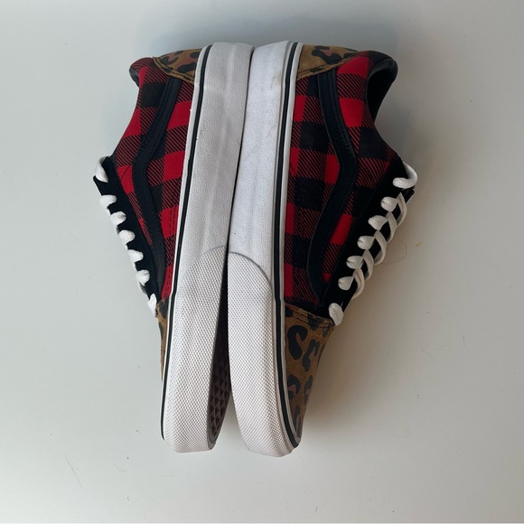 Vans Old Skool Buffalo Plaid/Leopard Print - women's 7.5 -- men's 6 NWOB - Picture 5 of 7